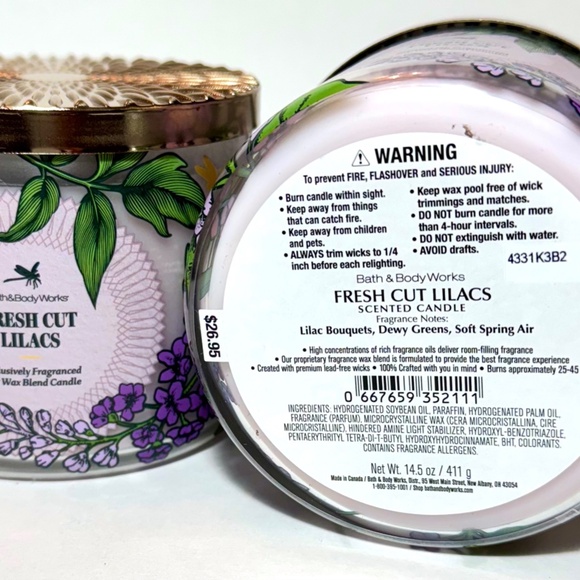 FRESH CUT LILACS 3 Wick Candle - Picture 3 of 5